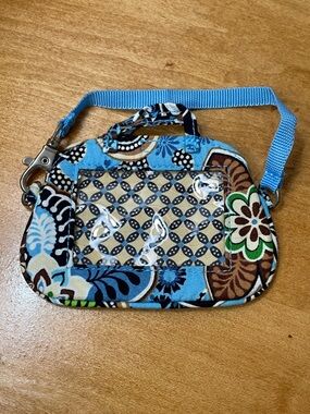 Vera Bradley Blue Floral Patterned Luggage Tag with Strap